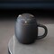 Black Cat Tea Cup with Infuser and Lid, Cute Tea Mug with Strainer for Steeping Loose Leaf, Ceramic Teacup Birthday Christmas Cat Lover Gifts for Women, Men, Mom, Sisters, besties. (Black)
